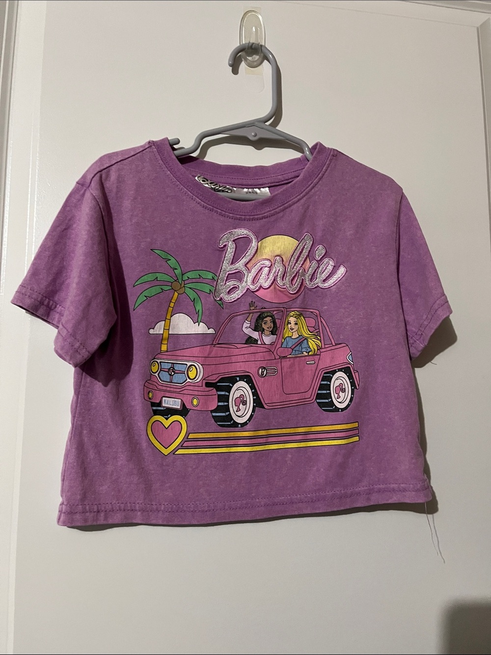 Barbie Purple Crop Tee with Pink Car Graphic